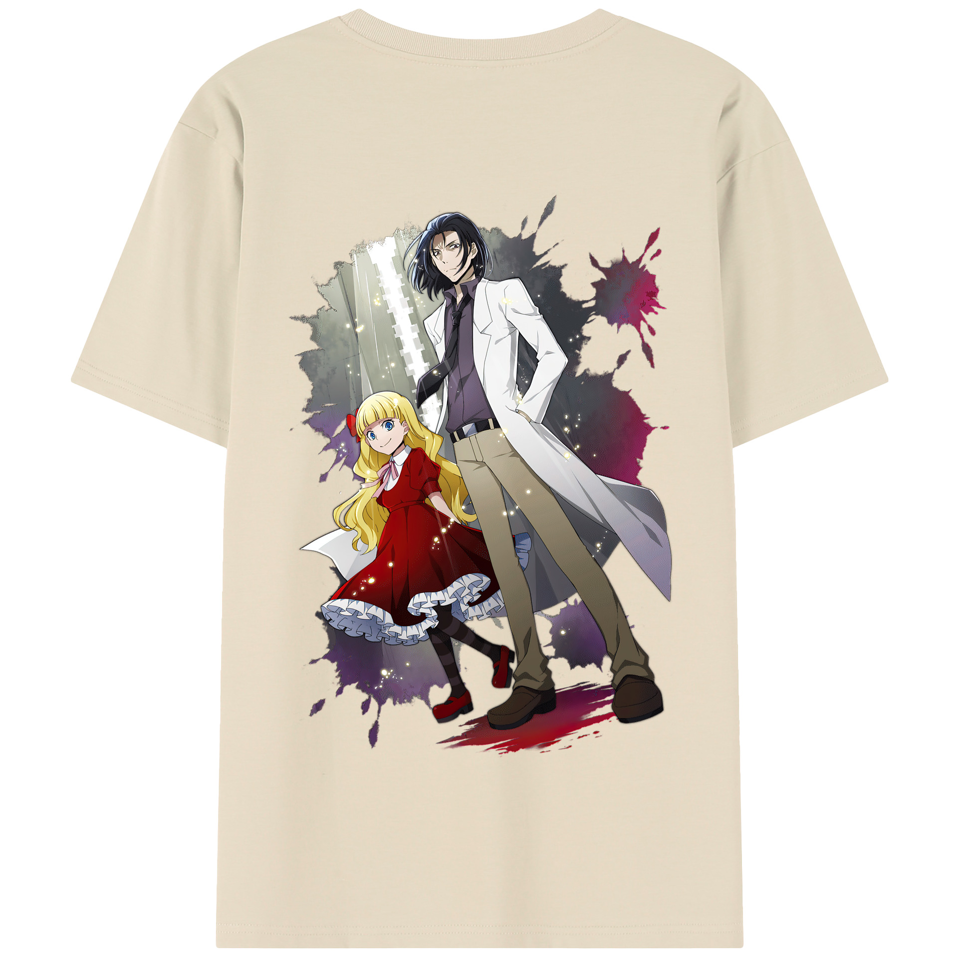 （画像用） 文豪ストレイドッグス Bungo Stray Dogs 綿100％半袖Tシャツ（背面プリント）
