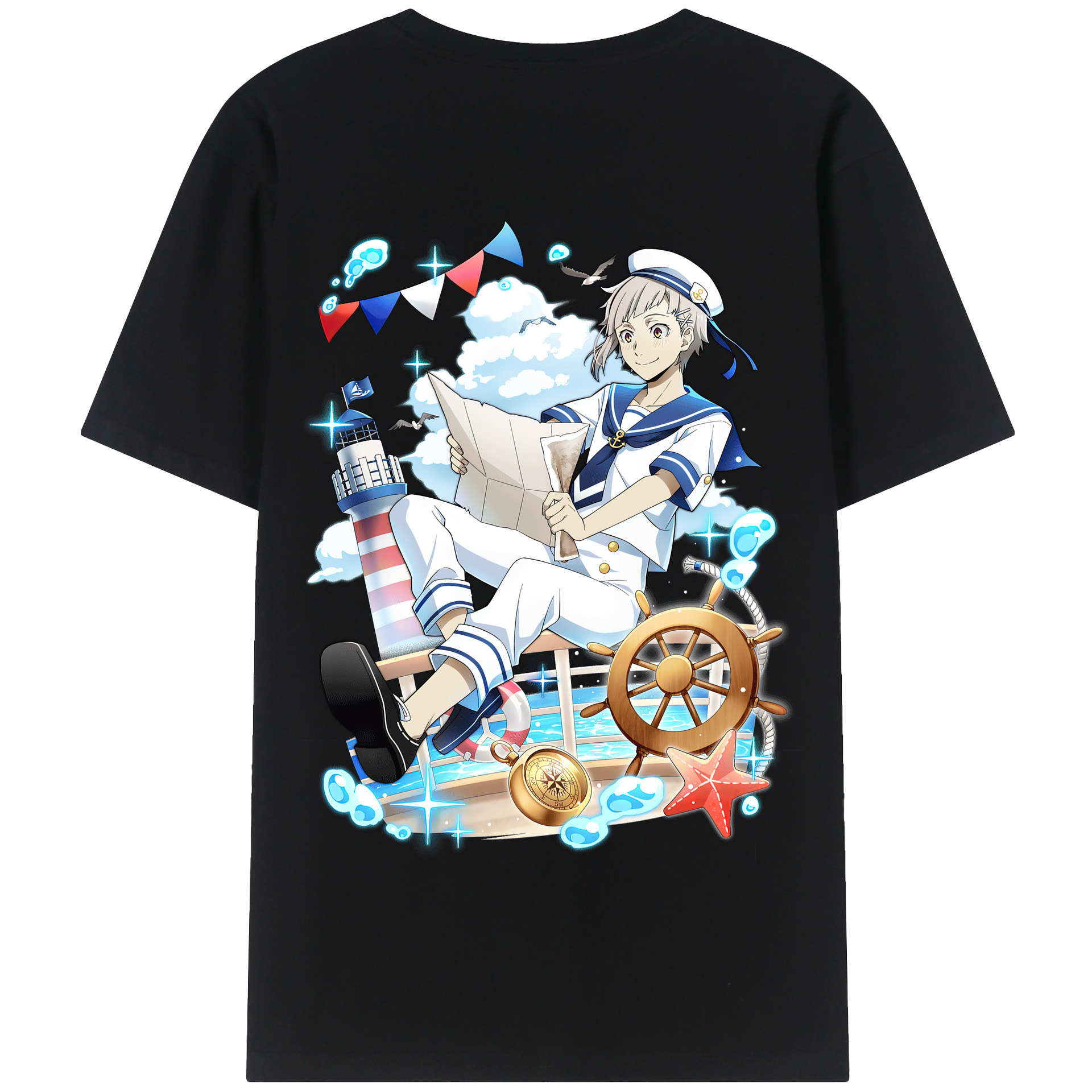 （画像用） 文豪ストレイドッグス Bungo Stray Dogs 綿100％半袖Tシャツ（背面プリント）