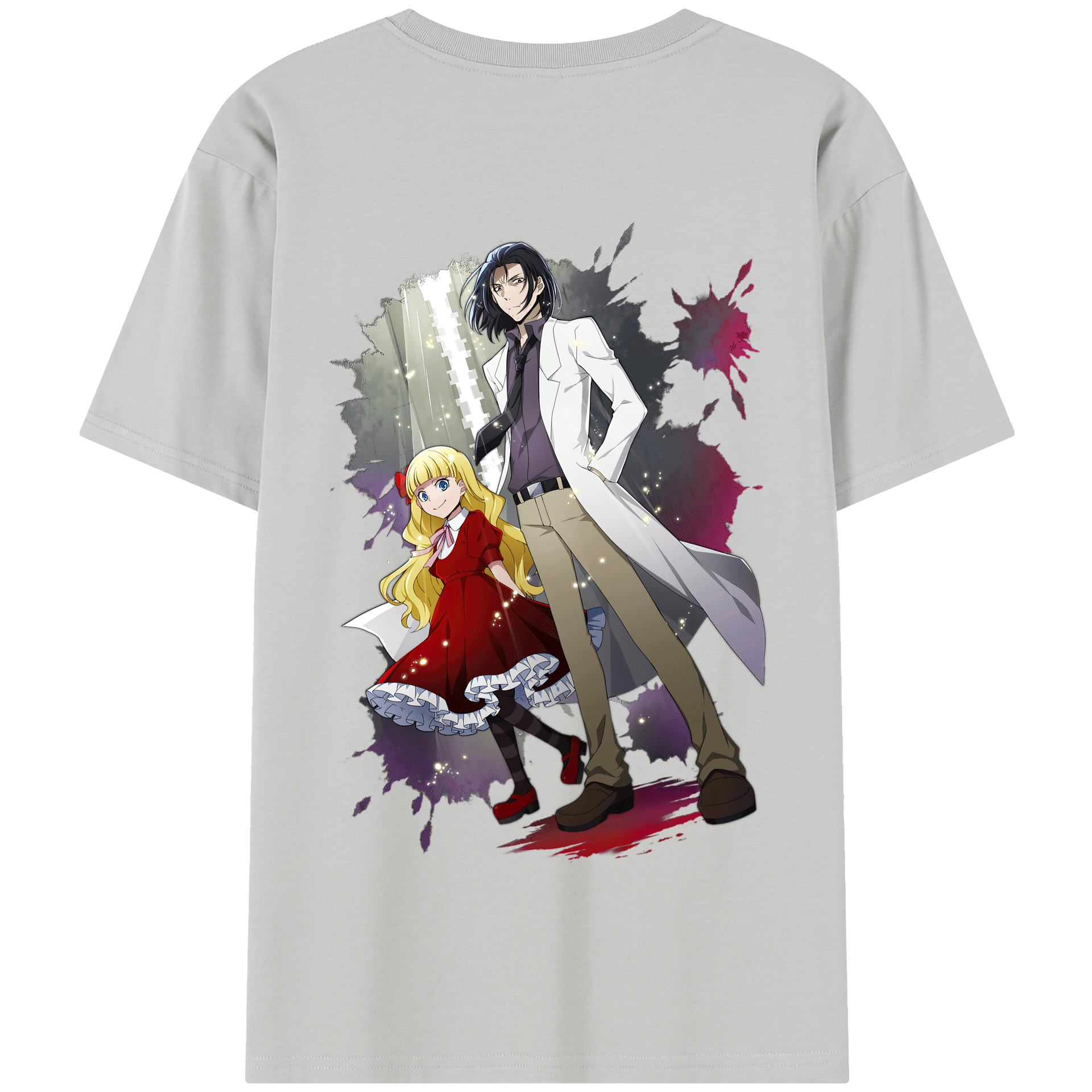 （画像用） 文豪ストレイドッグス Bungo Stray Dogs 綿100％半袖Tシャツ（背面プリント）
