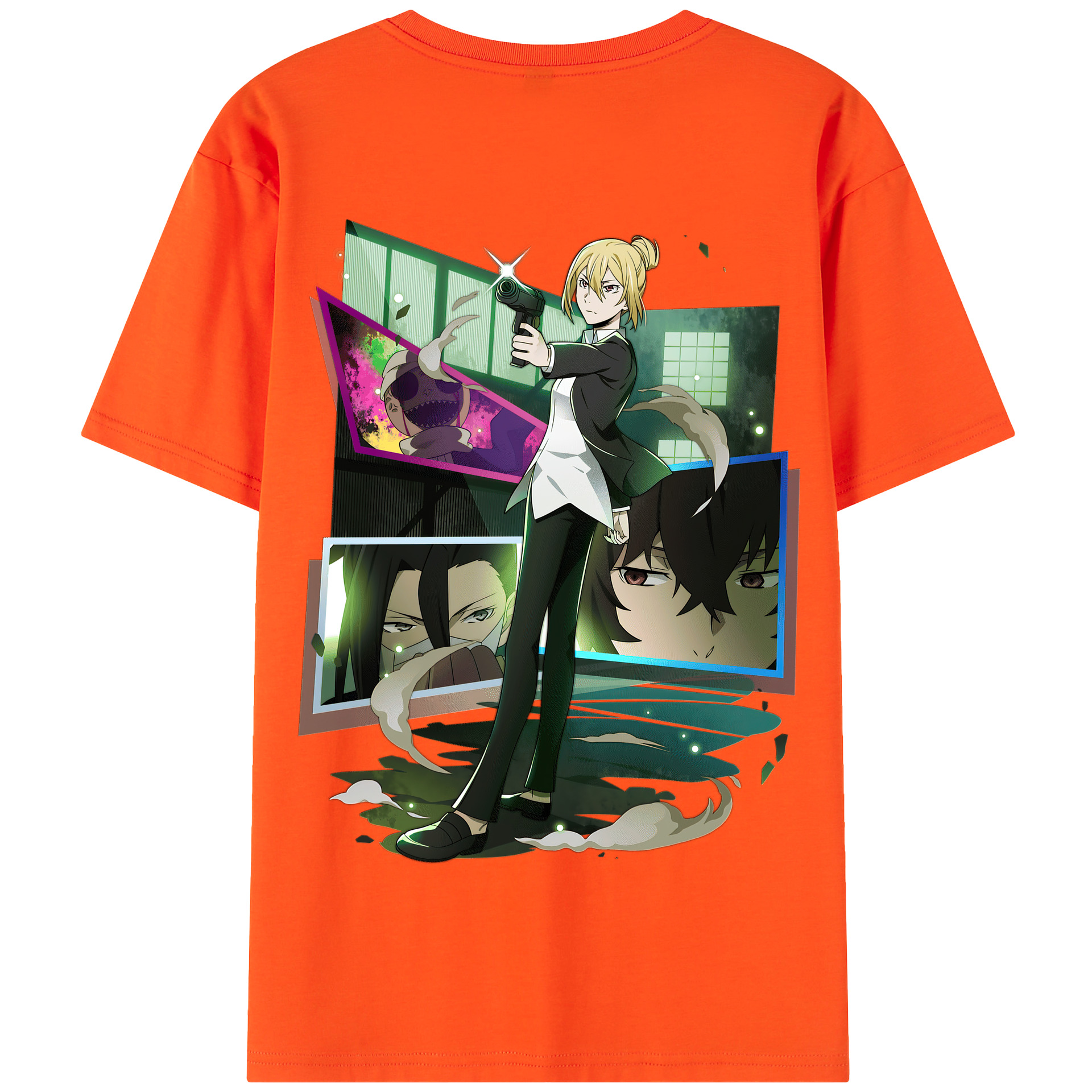 （画像用） 文豪ストレイドッグス Bungo Stray Dogs 綿100％半袖Tシャツ（背面プリント）