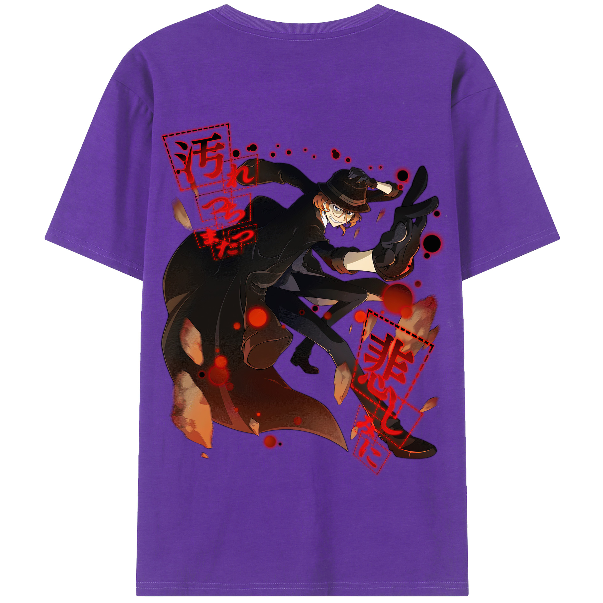 （画像用） 文豪ストレイドッグス Bungo Stray Dogs 綿100％半袖Tシャツ（背面プリント）