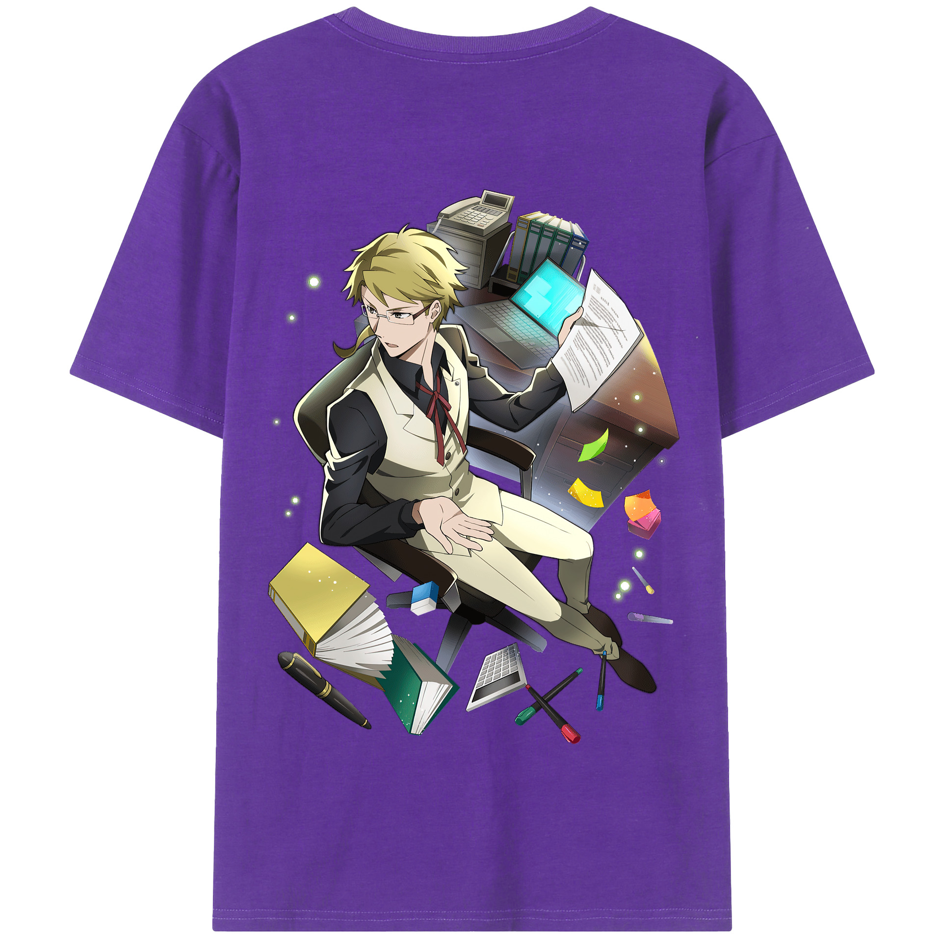 （画像用） 文豪ストレイドッグス Bungo Stray Dogs 綿100％半袖Tシャツ（背面プリント）