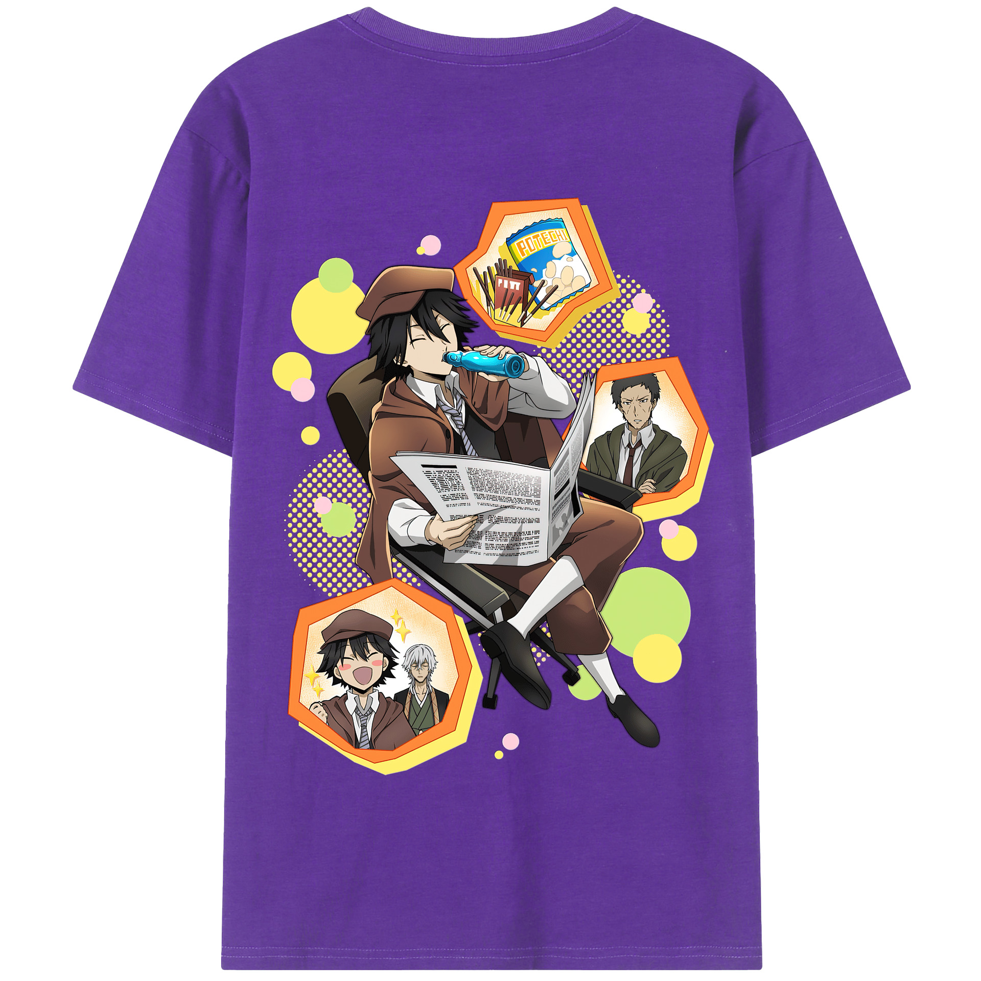（画像用） 文豪ストレイドッグス Bungo Stray Dogs 綿100％半袖Tシャツ（背面プリント）