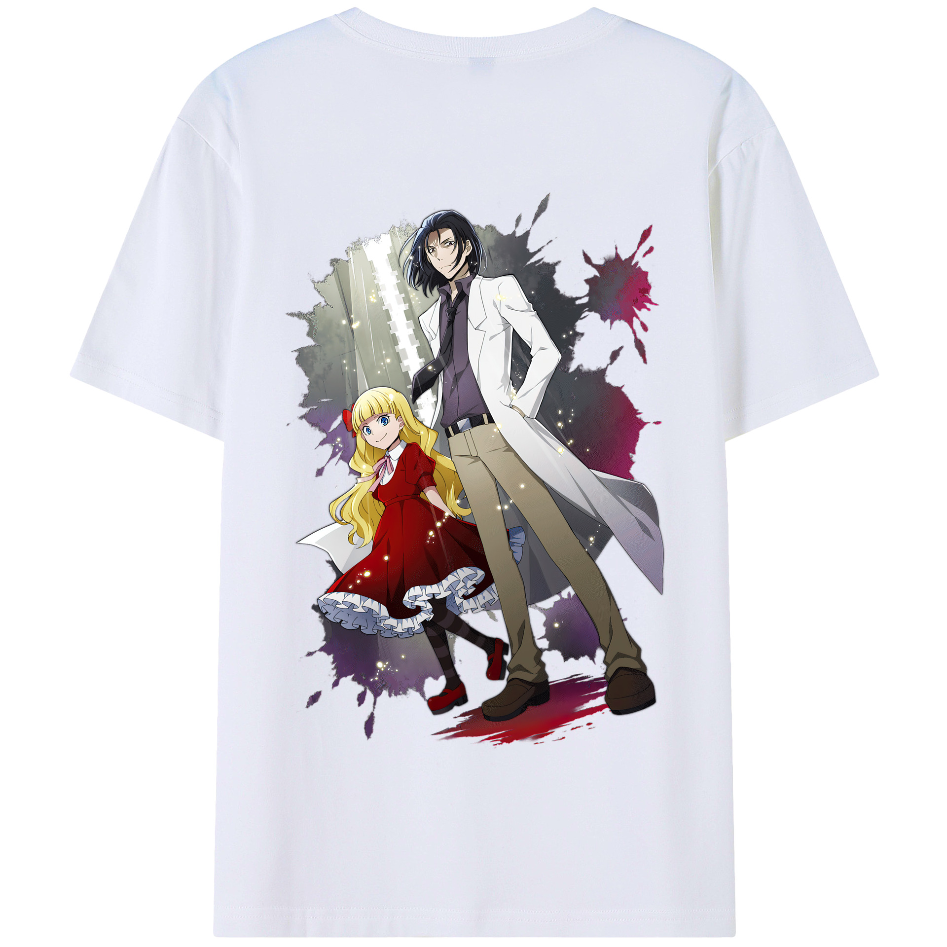 （画像用） 文豪ストレイドッグス Bungo Stray Dogs 綿100％半袖Tシャツ（背面プリント）